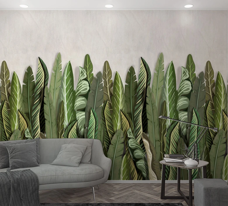 Fototapete mit Blattmotiv Grün, Beige ,Floral 2,70 x 1,59 m 