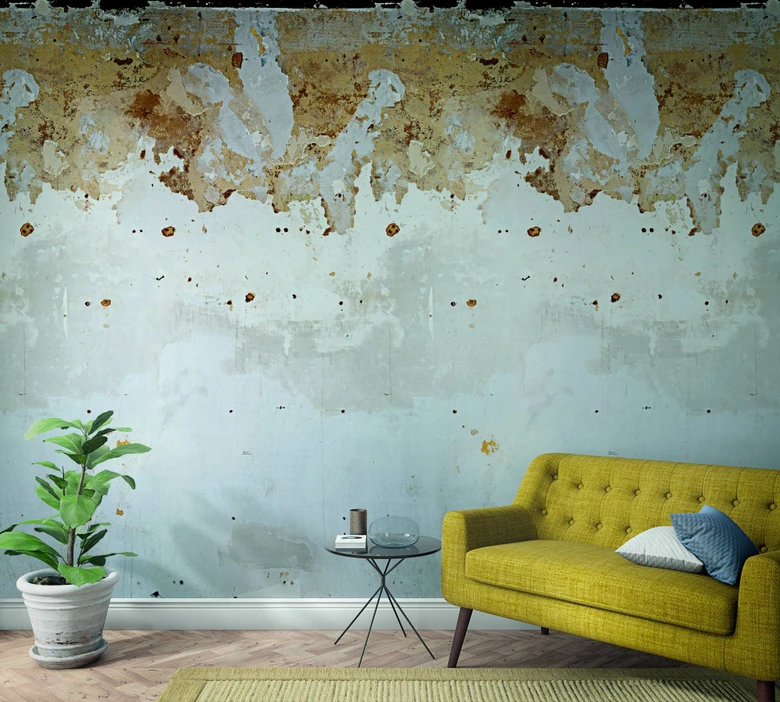 Roestig metaal effect behang Fotobehang Grijs, Steen 2,70 x 1,59 m 