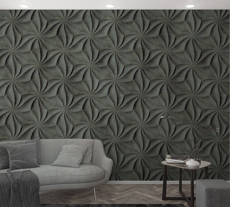 Klassieke 3D behangmuur antraciet, grafisch 2,70 x 1,59 m 