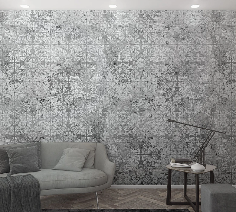 Fototapete in vintage Stil Grau ,Ornamental 2,70 x 1,59 m 