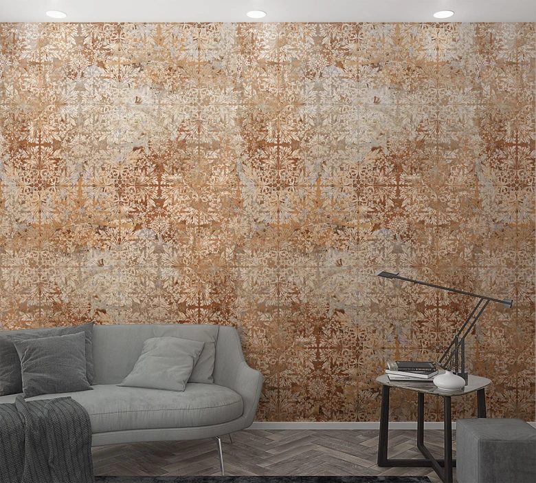 Fototapete in vintage Stil Beige, Rot ,Ornamental 2,70 x 1,59 m 
