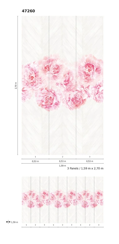 Fototapete in Rosenoptik auf Holz Rosa ,Floral 2,70 x 1,59 m 