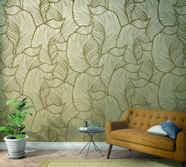 Fototapete mit abstraktem Blattmotiv Beige ,Floral 2,70 x 1,59 m 