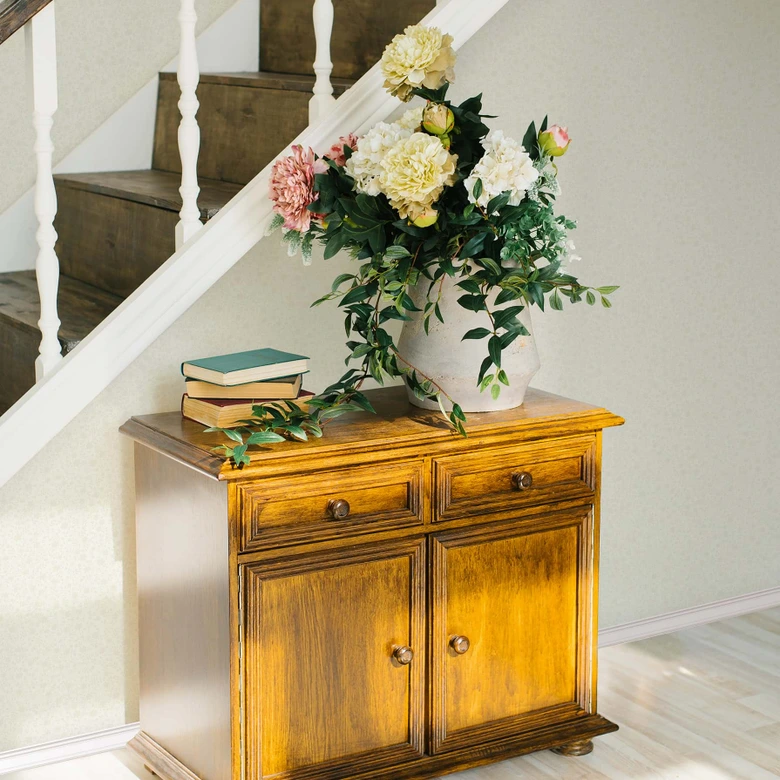 Papel pintado no tejido hojas, motivo hoja naturaleza floral en beige 