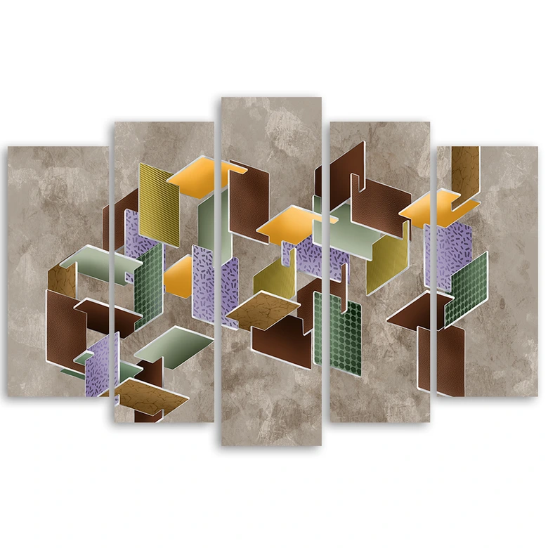 Leinwandbild 5 teilig, 3D -Rätsel 