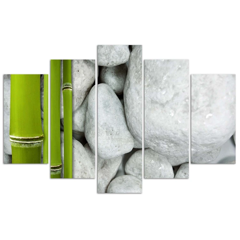 Leinwandbild 5 teilig, Zen Stones Bamboo Spa 