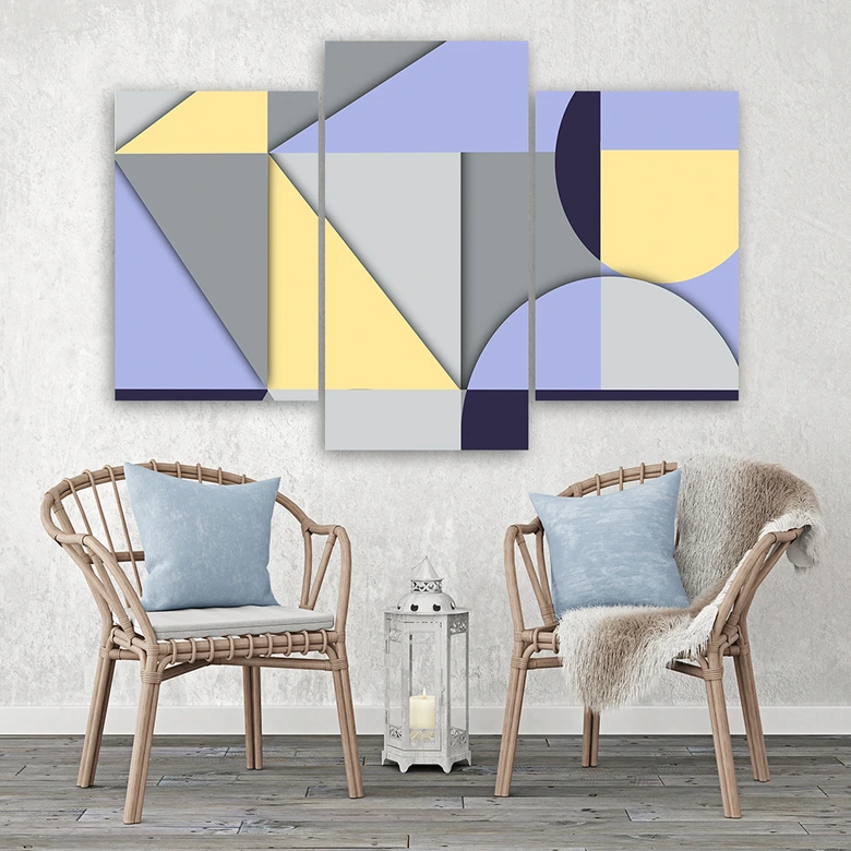 Leinwandbild 3 teilig, Geometrische Abstraktionsformen 