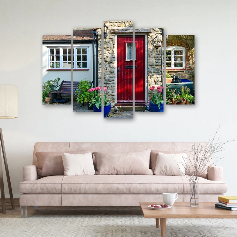 Leinwandbild 5 teilig, Straße Haus Stadt 