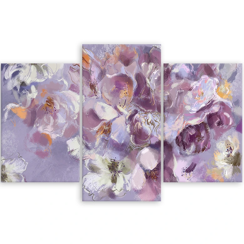 Impression sur toile en 3 parties, fleur d'iris 