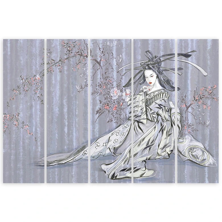 Leinwandbild 5 teilig, Traditioneller japanischer Geisha 