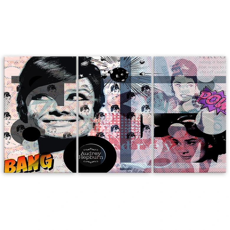 Leinwandbild 3-teilig, Audrey Hepburn Schauspielerin 