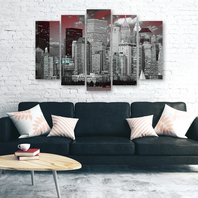 Leinwandbild 5 teilig, New York City Wolkenkratzer 
