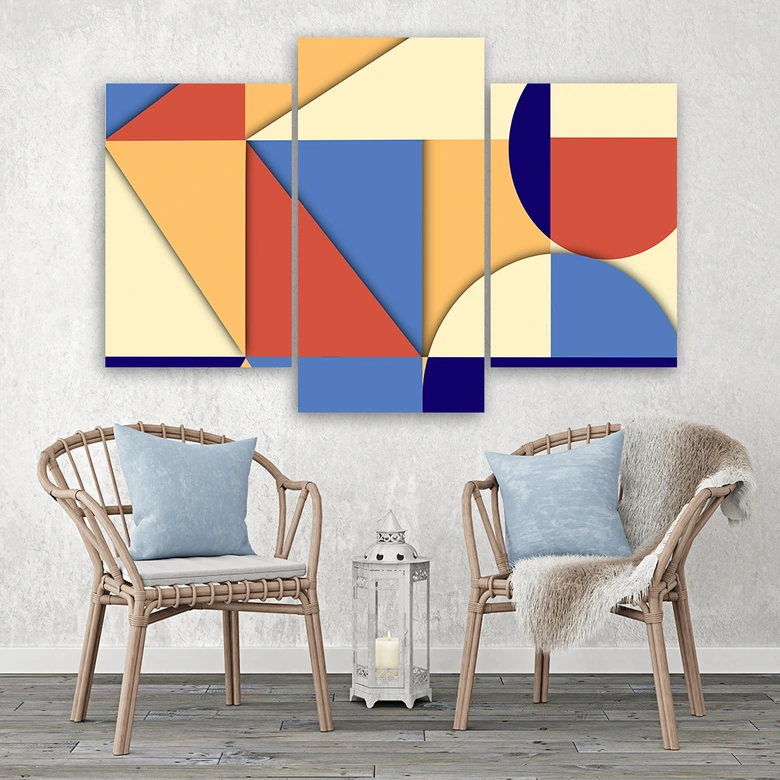 Leinwandbild 3 teilig, Geometrische Abstraktionsformen 