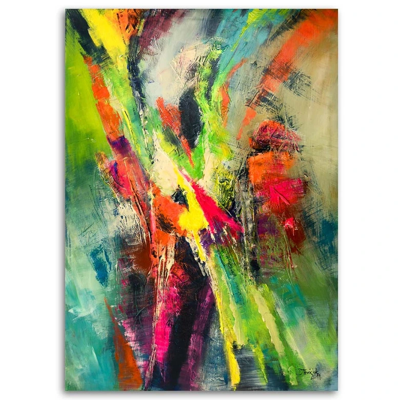 Canvasbillede, Farverigt abstrakt som malet 