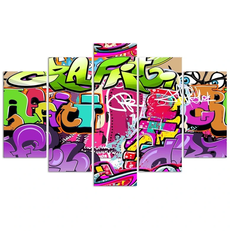 Leinwandbild 5 teilig, Graffiti-Abstraktion 