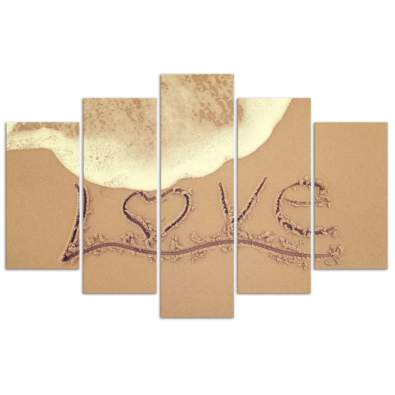 Tableau sur toile en 5 parties Love Sand Lettering 