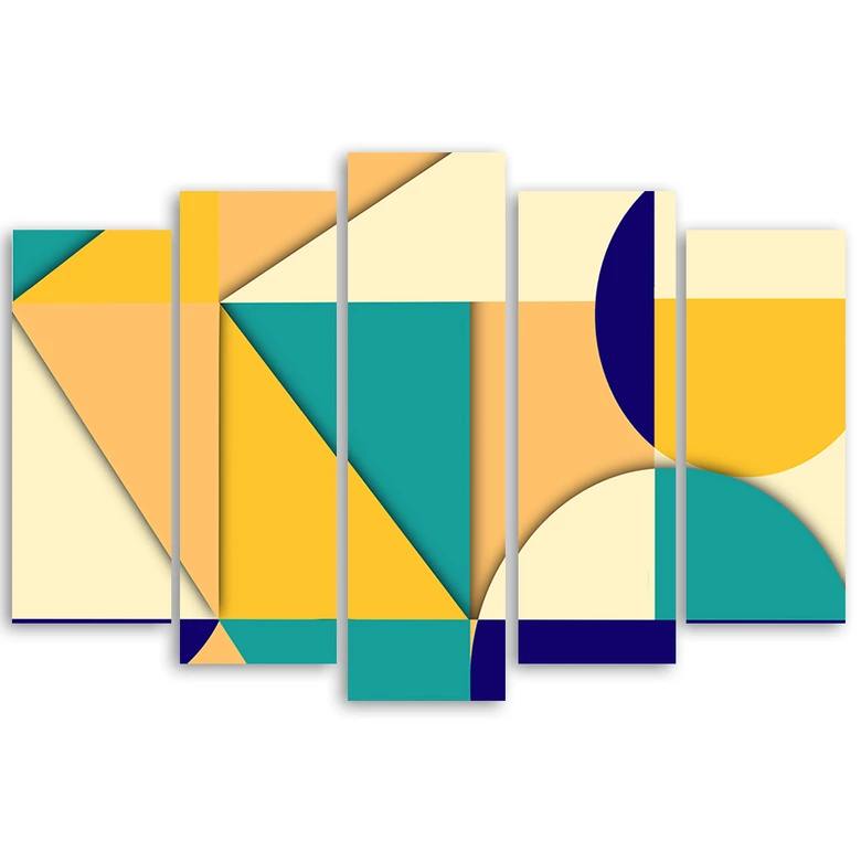 Leinwandbild 5 teilig, Geometrische Abstraktionsformen 
