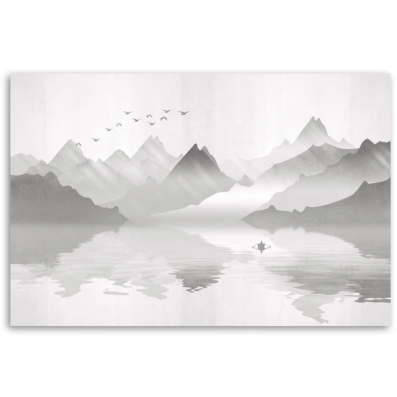 Leinwandbild, Berge auf See Abstraktion 