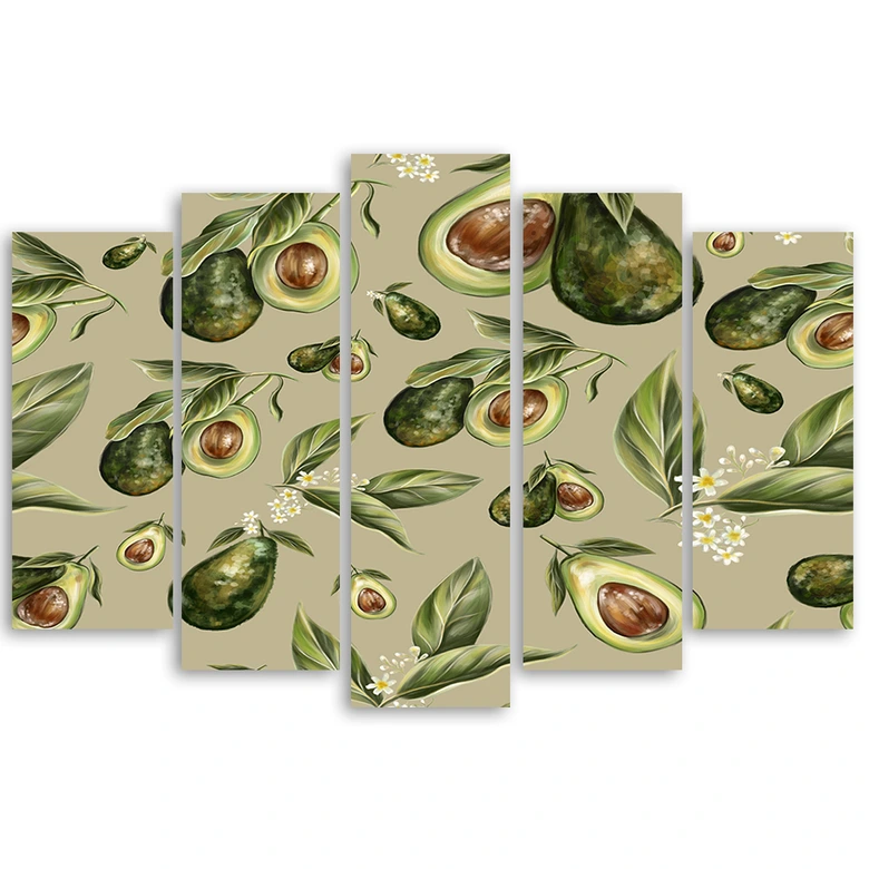 Leinwandbild 5 teilig, Avocado -Hälften 