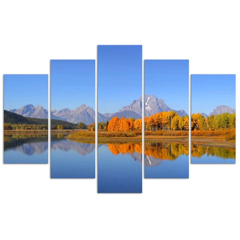 Leinwandbild 5 teilig, Landschaft See Natur 