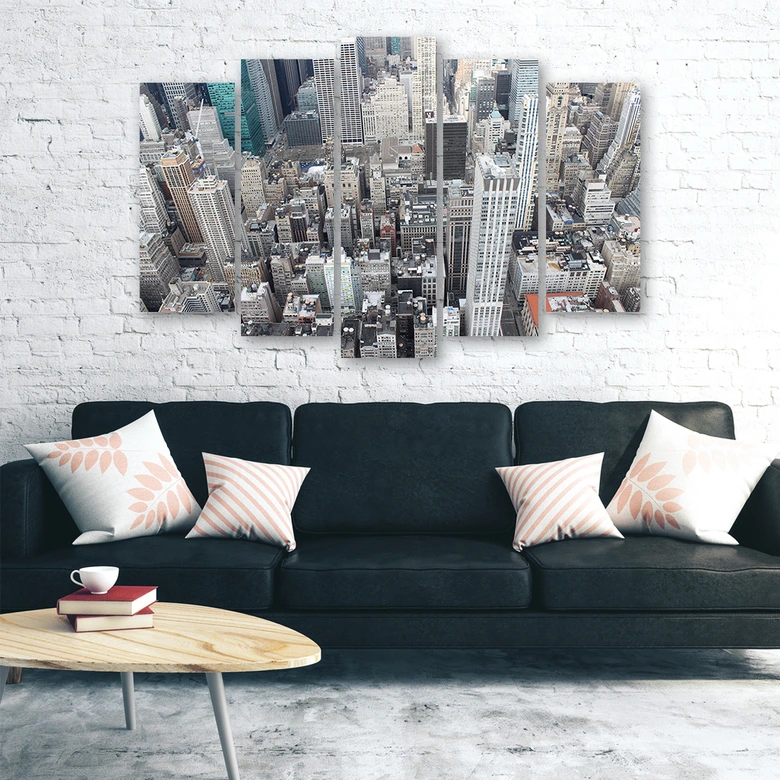 Leinwandbild 5 teilig, New York Stadt Wolkenkratzer 