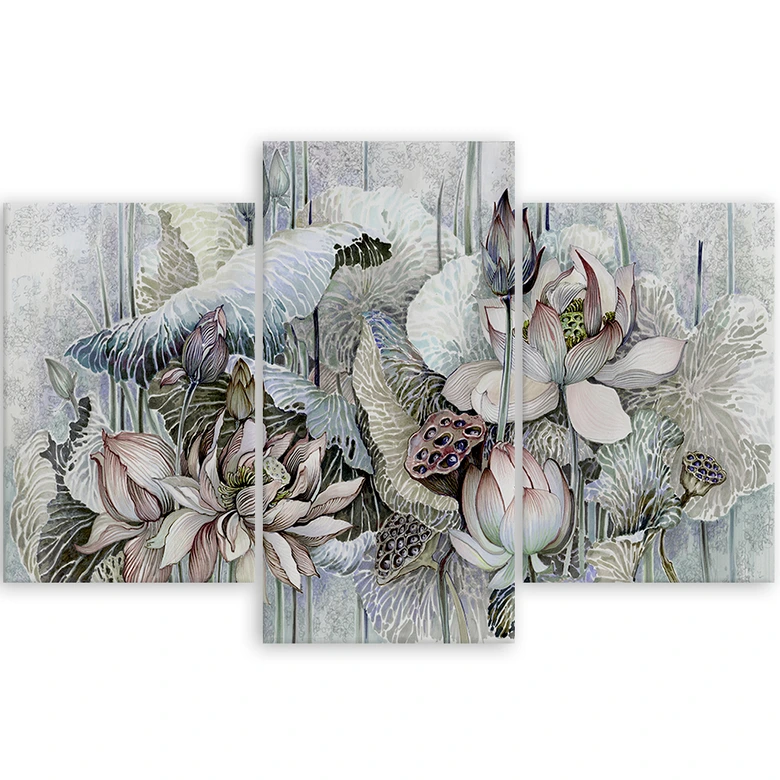 Leinwandbild 3 teilig, Saint Lotos Blumen 