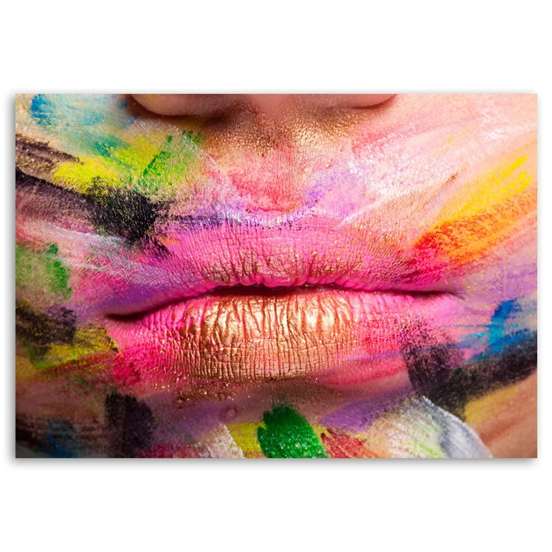 Leinwandbild, Bunte Lippen Abstrakt 