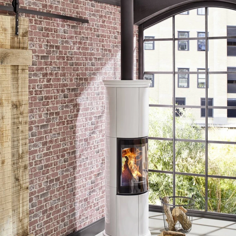 Behang met Stenen Effect, vliesbehang rood  