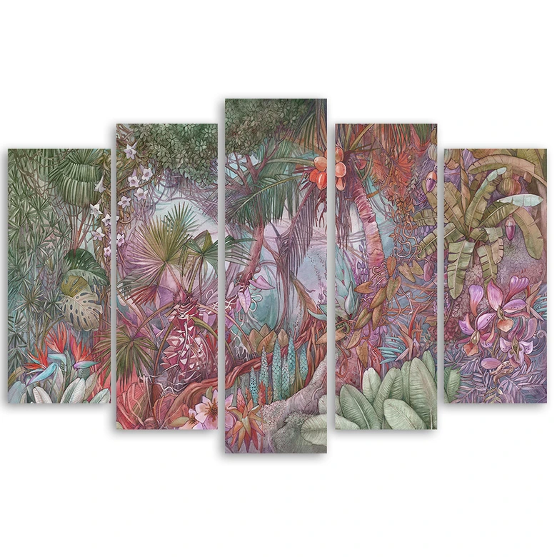 5 stykke lærredstryk Deep Jungle 