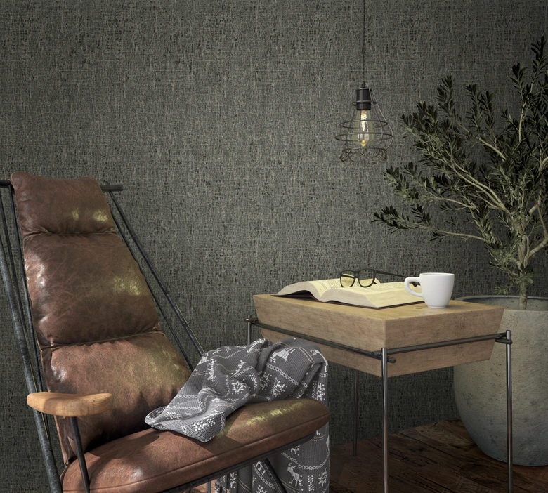 Strukturtapete, Vliestapete Loft Superior in anthrazit, gold 