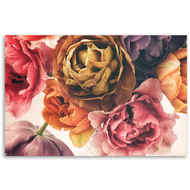 Canvasbillede, buket af farverige blomster 