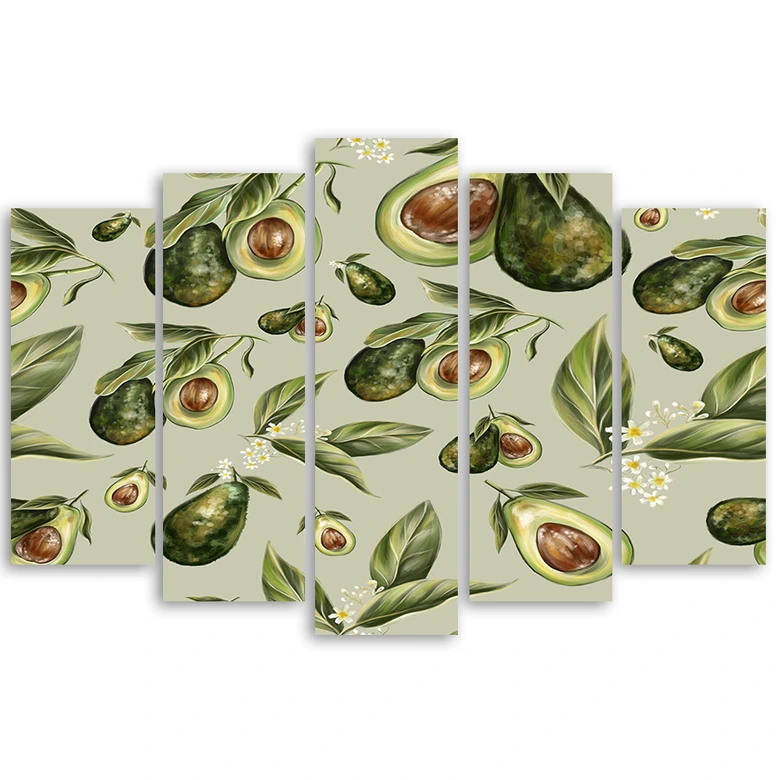 Leinwandbild 5 teilig, Avocado -Hälften 