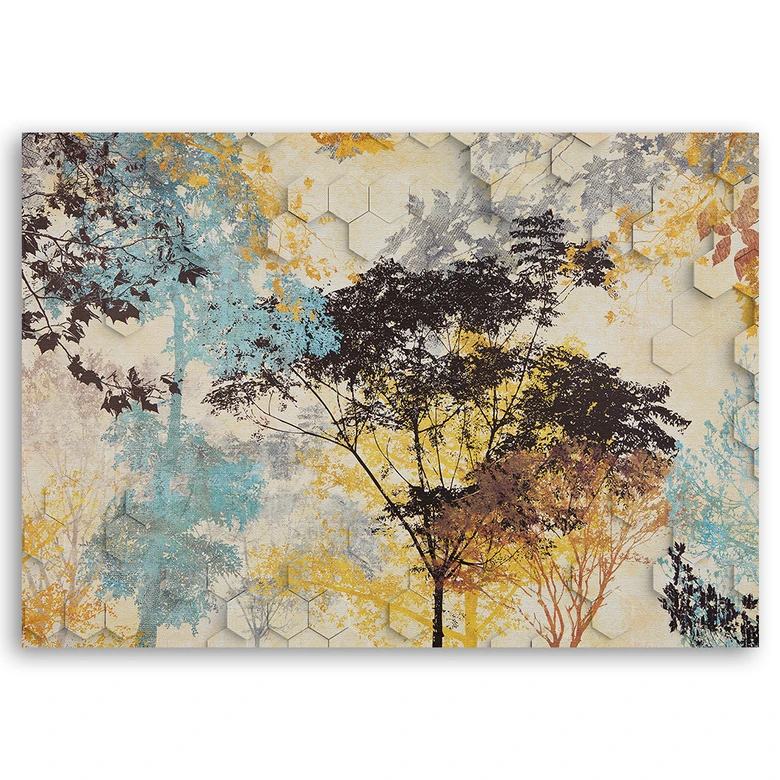 Leinwandbild, Herbst Wald Bäume 