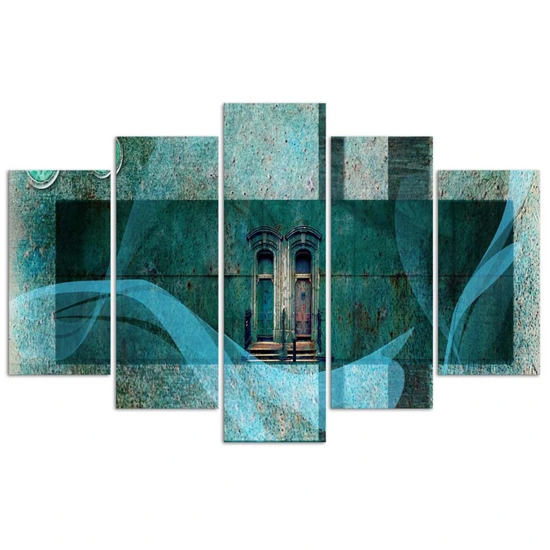 Leinwandbild 5 teilig, Fenster Architektur Blau 