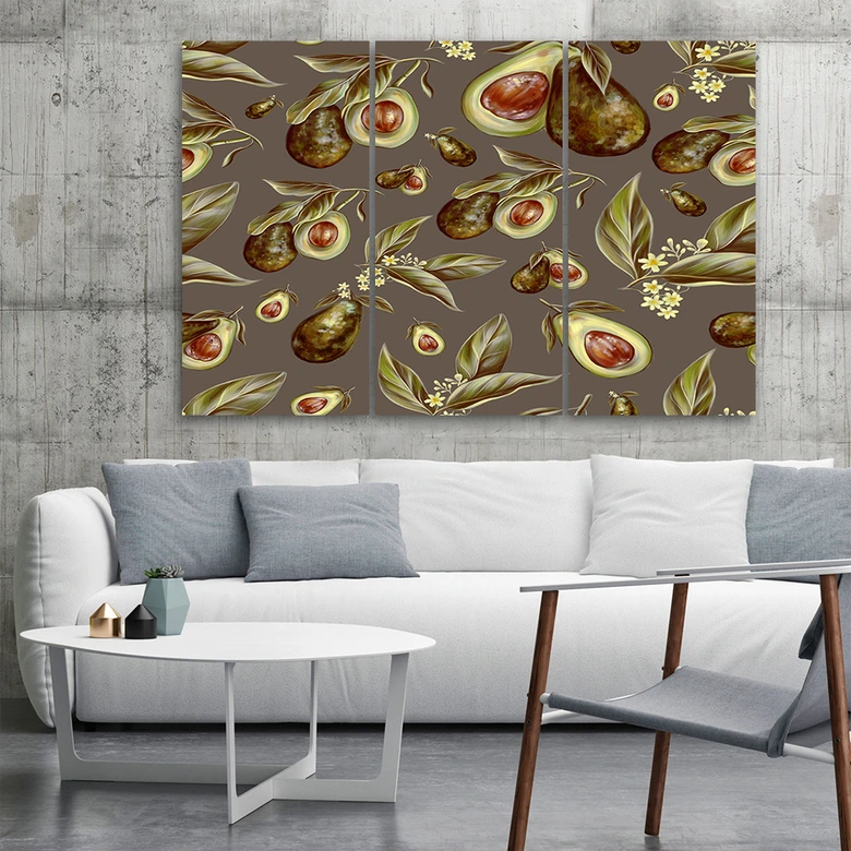Leinwandbild 3 teilig, Avocado -Hälften 