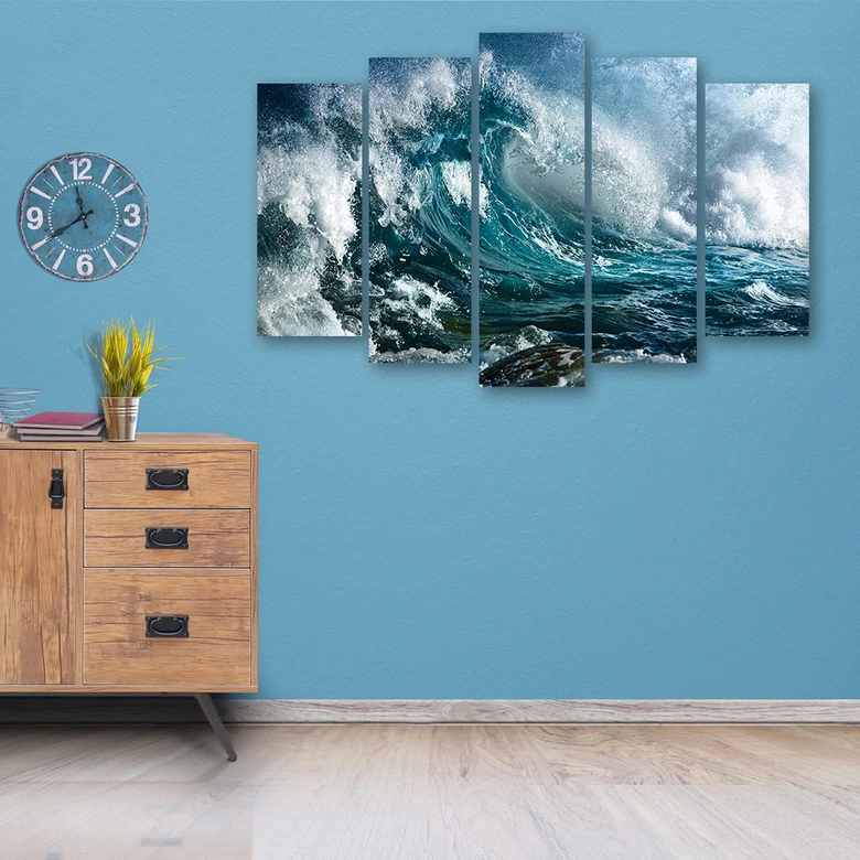 Leinwandbild 5 teilig, Meer Ozean Wellen 