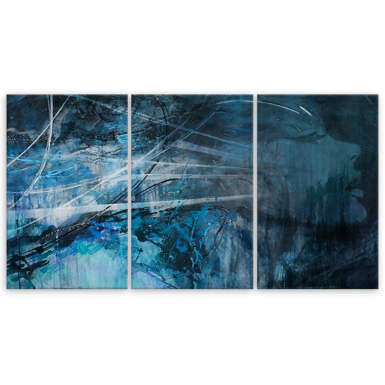 Leinwandbild 3-teilig, Weiblich Blau 