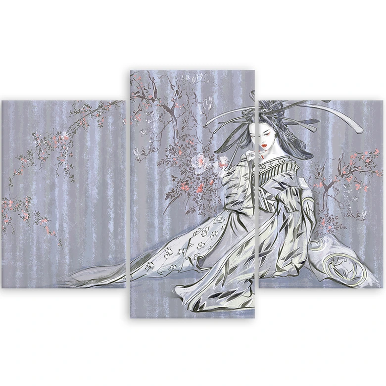 Leinwandbild 3 teilig, Traditioneller japanischer Geisha 