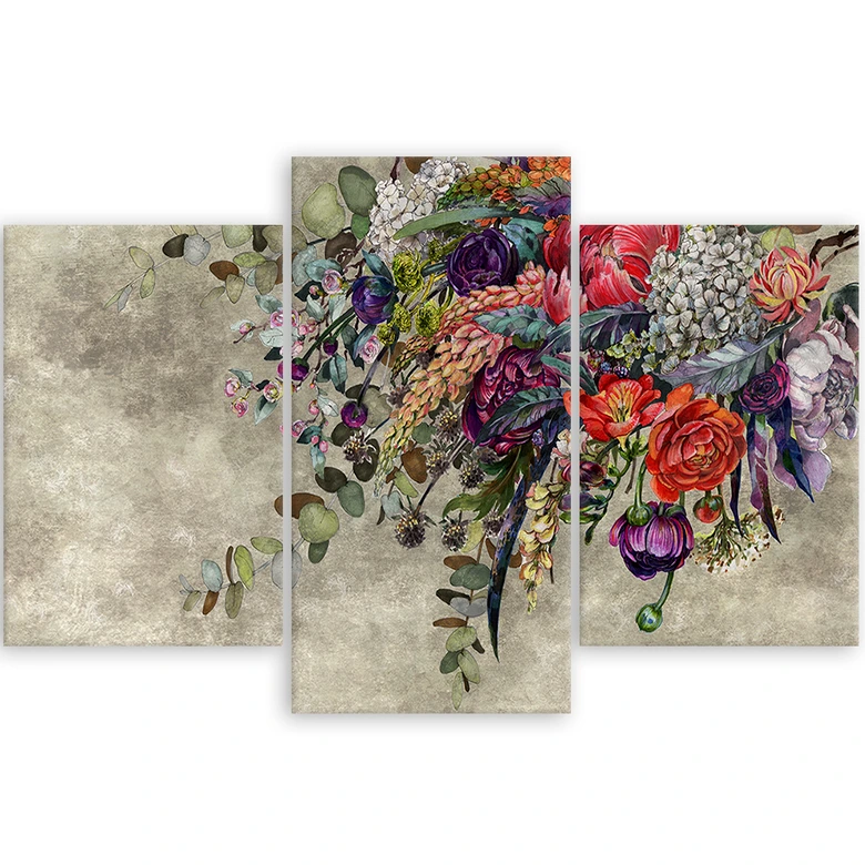 Leinwandbild 3 teilig, Blumenstrauß 