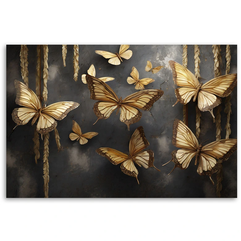 Leinwandbild, Goldene Schmetterlinge 