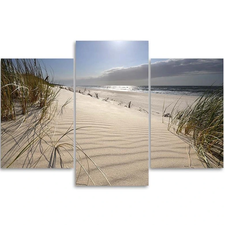 Leinwandbild 3-teilig, Strand Meer Dünen Natur 