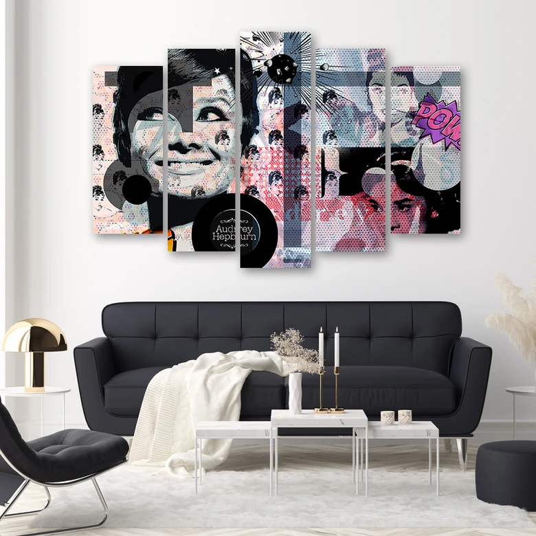 Leinwandbild 5 teilig, Audrey Hepburn Schauspielerin 