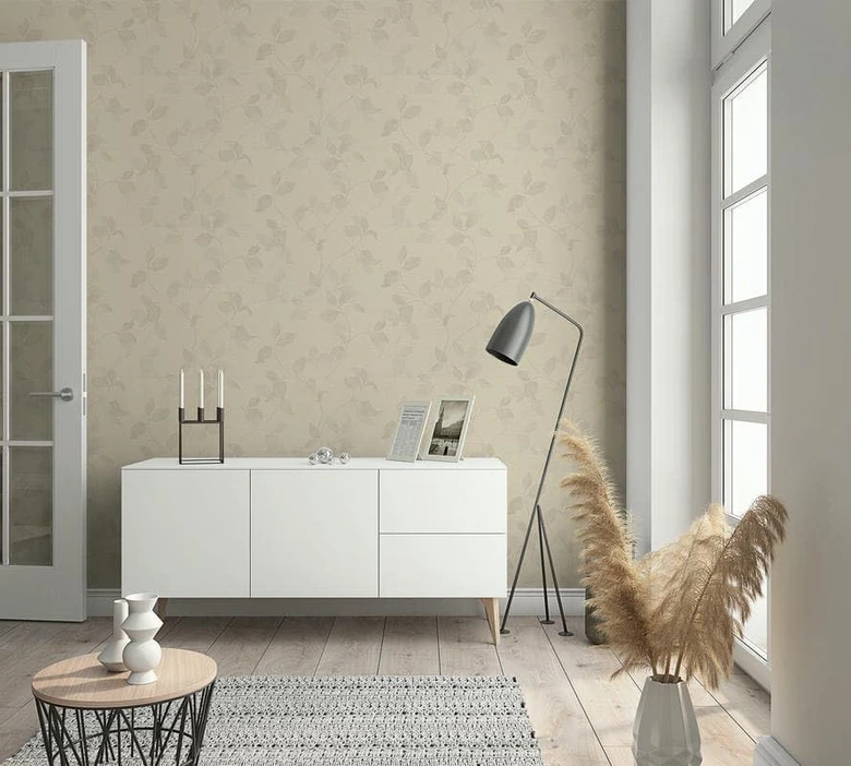 Vliestapete Blätter Floral Natur, Klassisch in Beige  