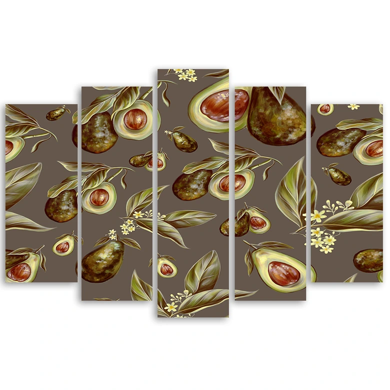 Leinwandbild 5 teilig, Avocado -Hälften 