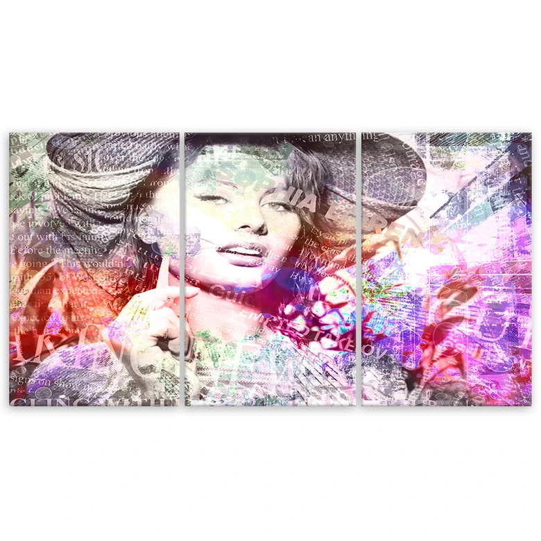 Leinwandbild 3-teilig, Sophia Loren 