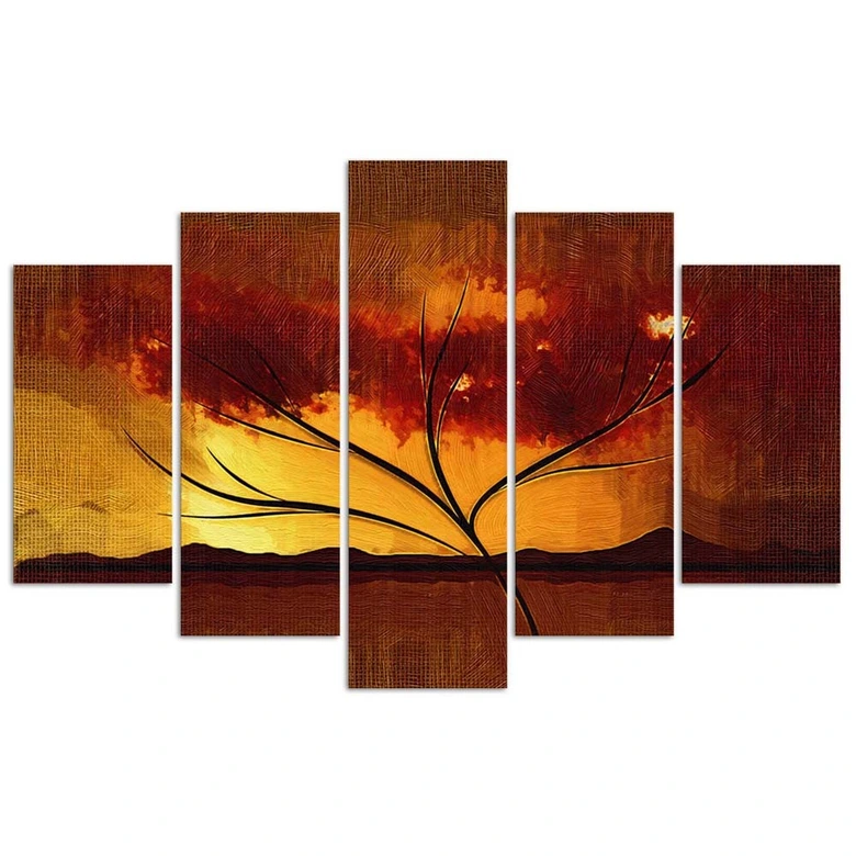 Leinwandbild 5 teilig, Afrika-Baum 