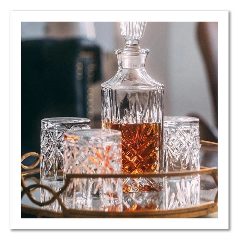 Leinwandbild, Whisky, Dekanter und Gläser 