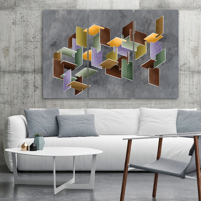 Leinwandbild 3 teilig, 3D -Rätsel 