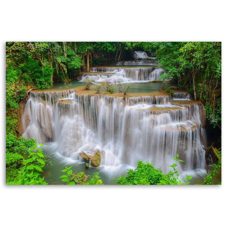 Leinwandbild, Wasserfall Natur Wald 