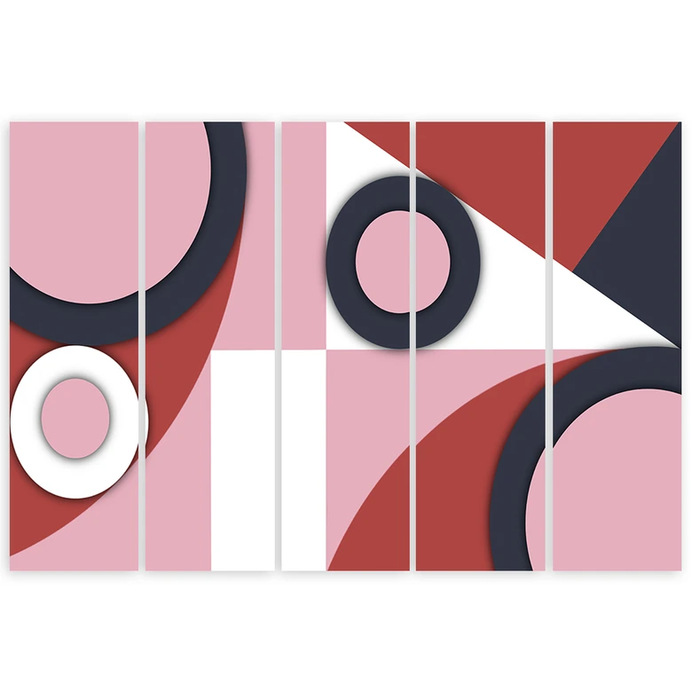Leinwandbild 5 teilig, Geometrische Abstraktionsformen 